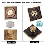 Antique Brass Square Floor Drain with Strainer Bathroom Washroom Drainage Clean Accessories