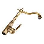 Antique Retro Style Solid Brass Kitchen Bathroom Basin Sink Faucet Hot Cold Pipes Mixer Tap