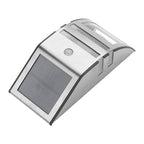 Solar Powered PIR Motion Sensor 2 LED Path Wall Light Garden Security Lamps Silver Pure White