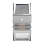Solar Powered PIR Motion Sensor 2 LED Path Wall Light Garden Security Lamps Silver Pure White