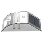 Solar Powered PIR Motion Sensor 2 LED Path Wall Light Garden Security Lamps Silver Pure White