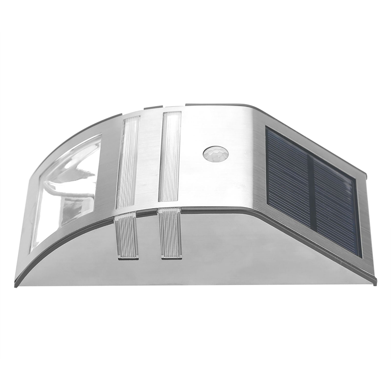 Solar Powered PIR Motion Sensor 2 LED Path Wall Light Garden Security Lamps Silver Pure White