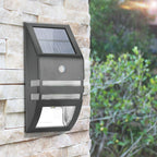 Solar Powered PIR Motion Sensor 2 LED Path Wall Light Garden Security Lamps Black Warm White