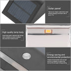 Solar Powered PIR Motion Sensor 2 LED Path Wall Light Garden Security Lamps Black Warm White