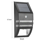 Solar Powered PIR Motion Sensor 2 LED Path Wall Light Garden Security Lamps Black Warm White