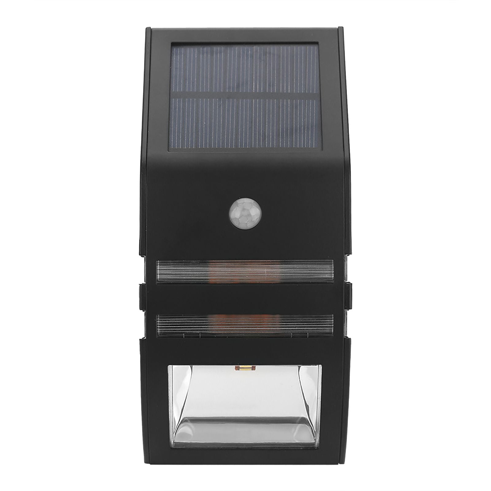 Solar Powered PIR Motion Sensor 2 LED Path Wall Light Garden Security Lamps Black Warm White