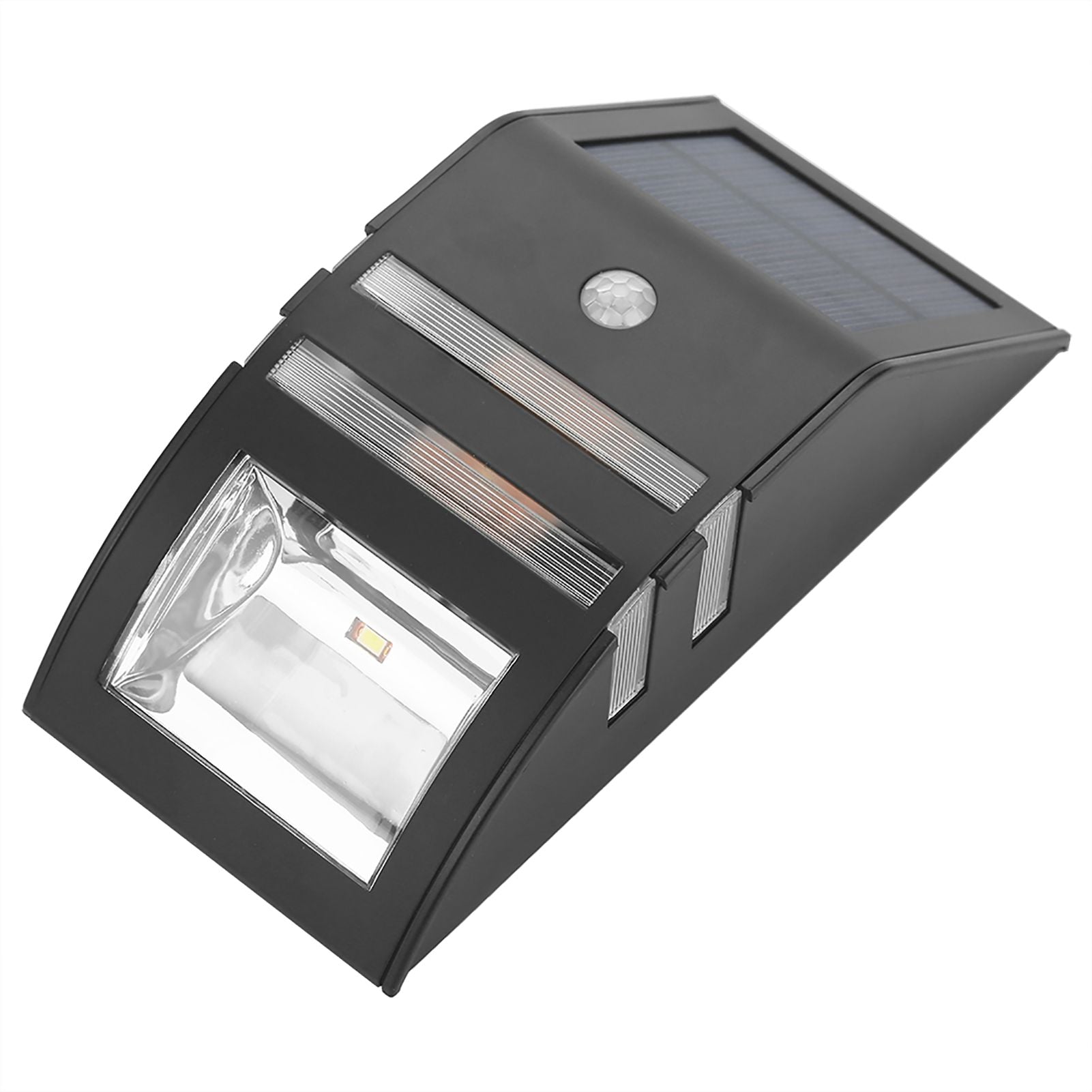 Solar Powered PIR Motion Sensor 2 LED Path Wall Light Garden Security Lamps Black Warm White