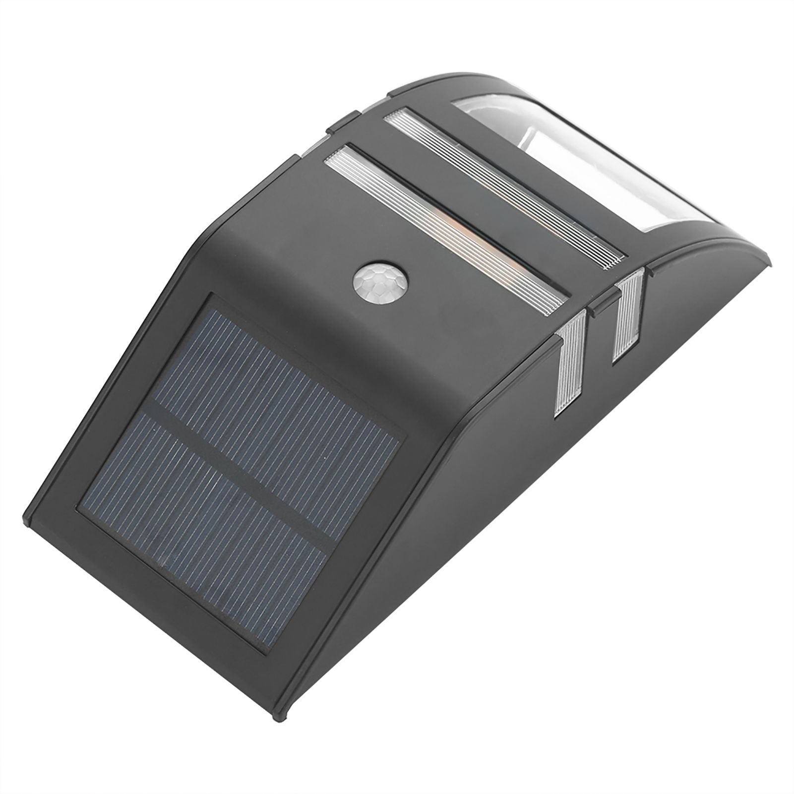 Solar Powered PIR Motion Sensor 2 LED Path Wall Light Garden Security Lamps Black Warm White