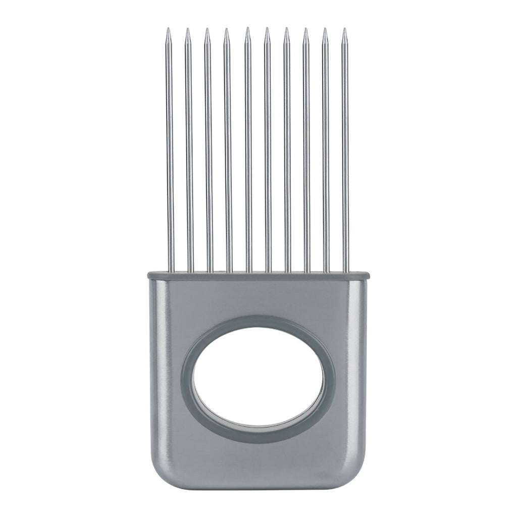 Stainless Steel Onion Holder Fruits Veg Meat Cutter Slicer Peeler Chopper with 10 Prongs