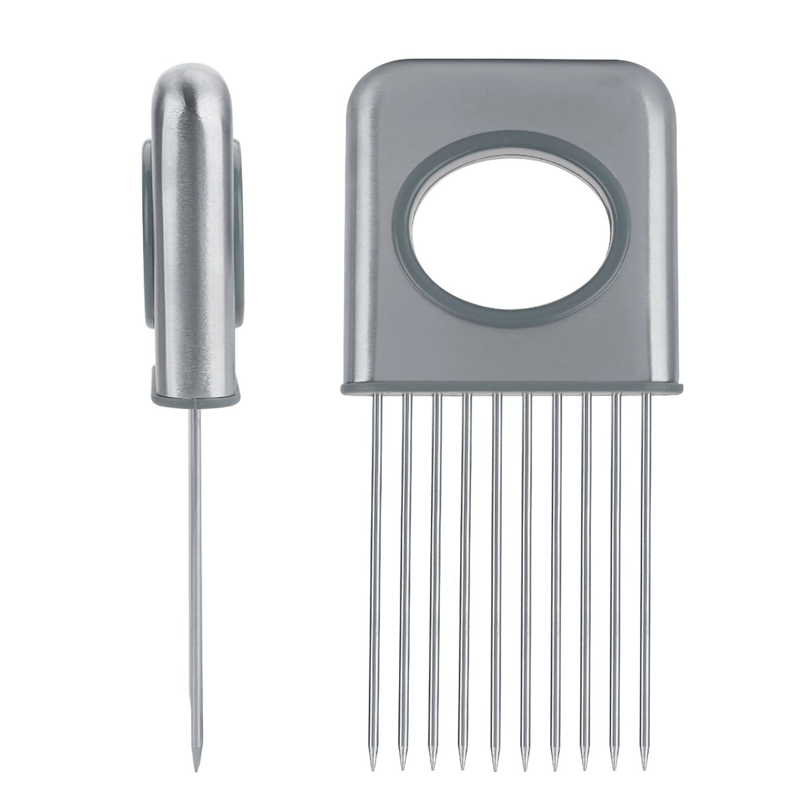 Stainless Steel Onion Holder Fruits Veg Meat Cutter Slicer Peeler Chopper with 10 Prongs