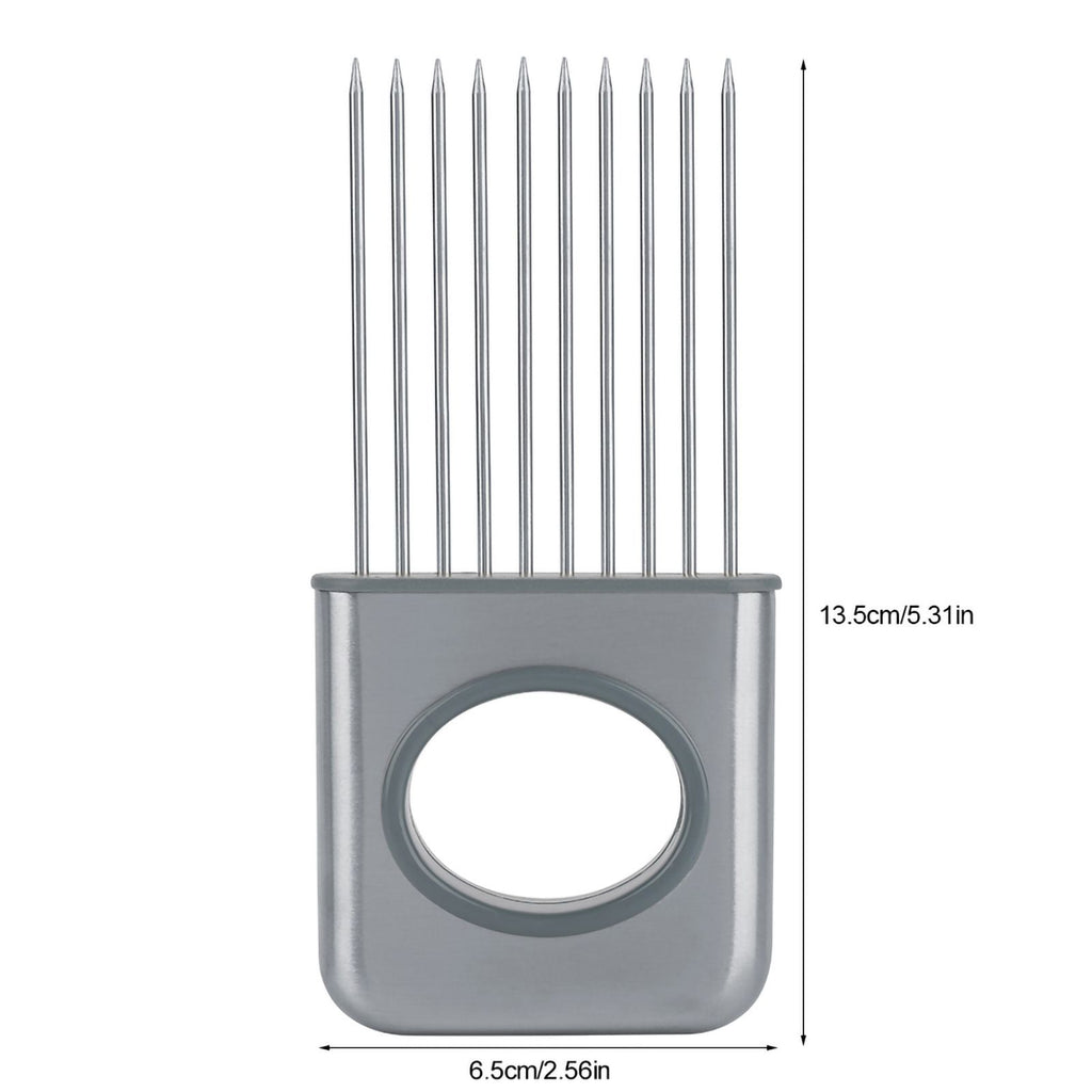 Stainless Steel Onion Holder Fruits Veg Meat Cutter Slicer Peeler Chopper with 10 Prongs