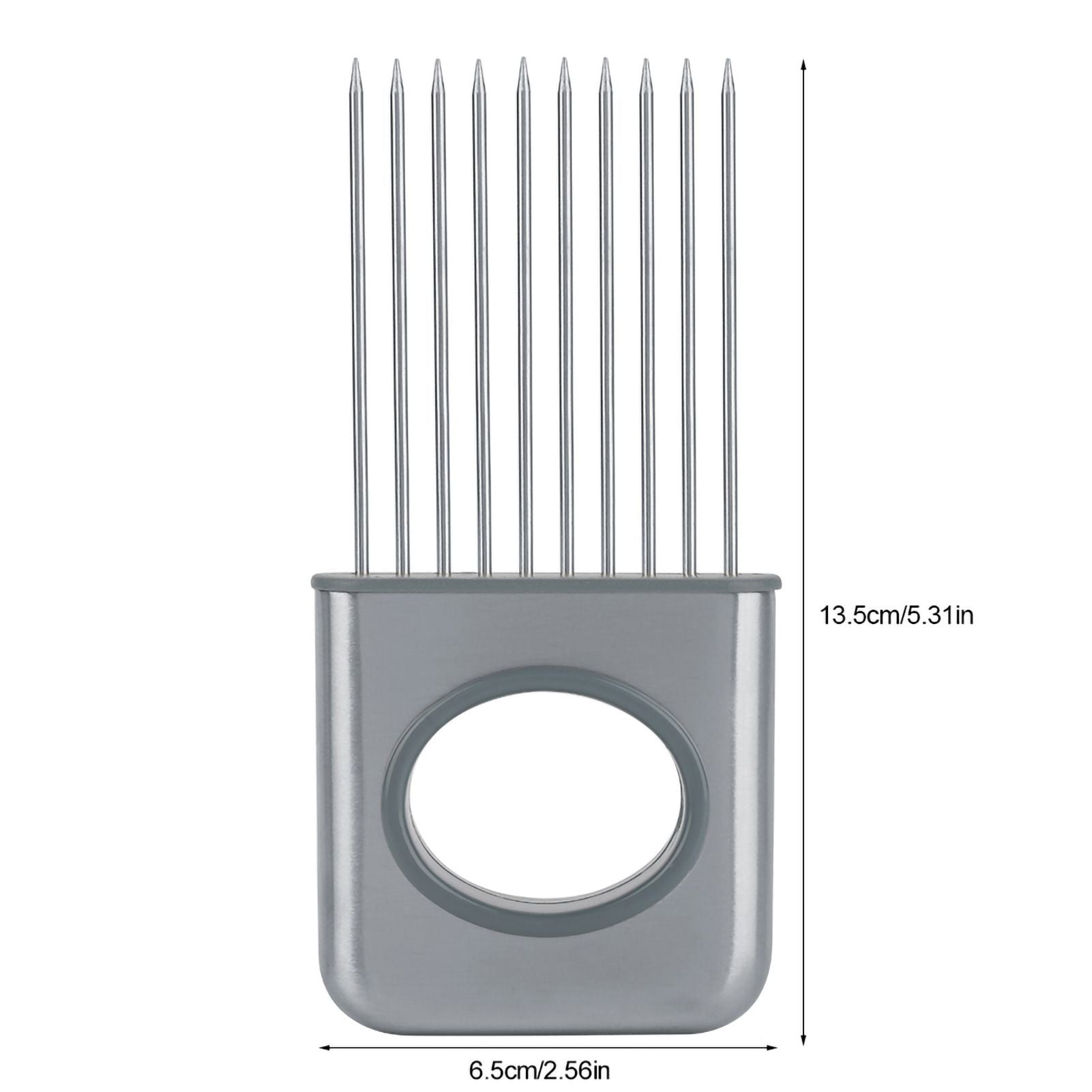 Stainless Steel Onion Holder Fruits Veg Meat Cutter Slicer Peeler Chopper with 10 Prongs