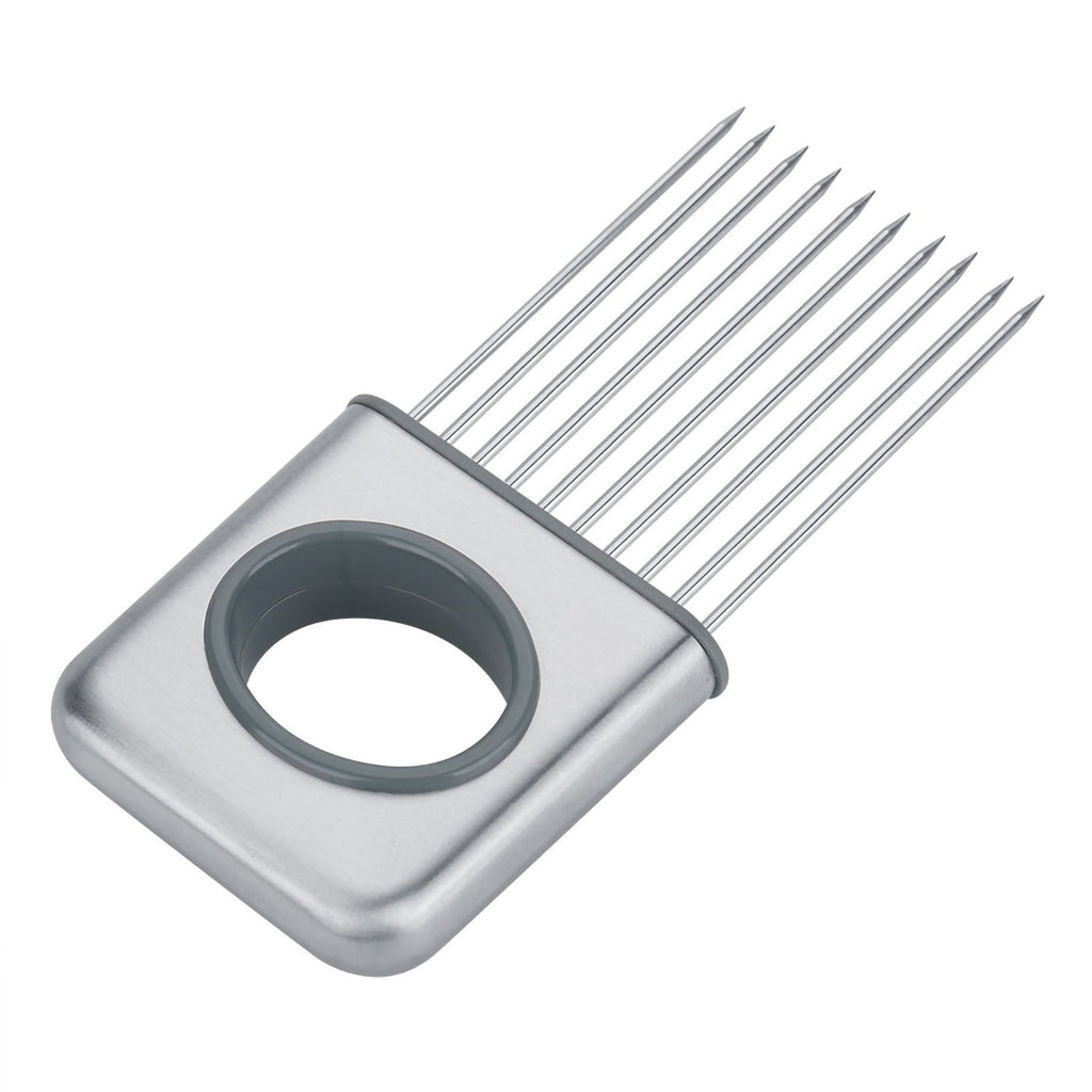 Stainless Steel Onion Holder Fruits Veg Meat Cutter Slicer Peeler Chopper with 10 Prongs
