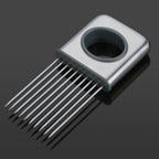 Stainless Steel Onion Holder Fruits Veg Meat Cutter Slicer Peeler Chopper with 10 Prongs