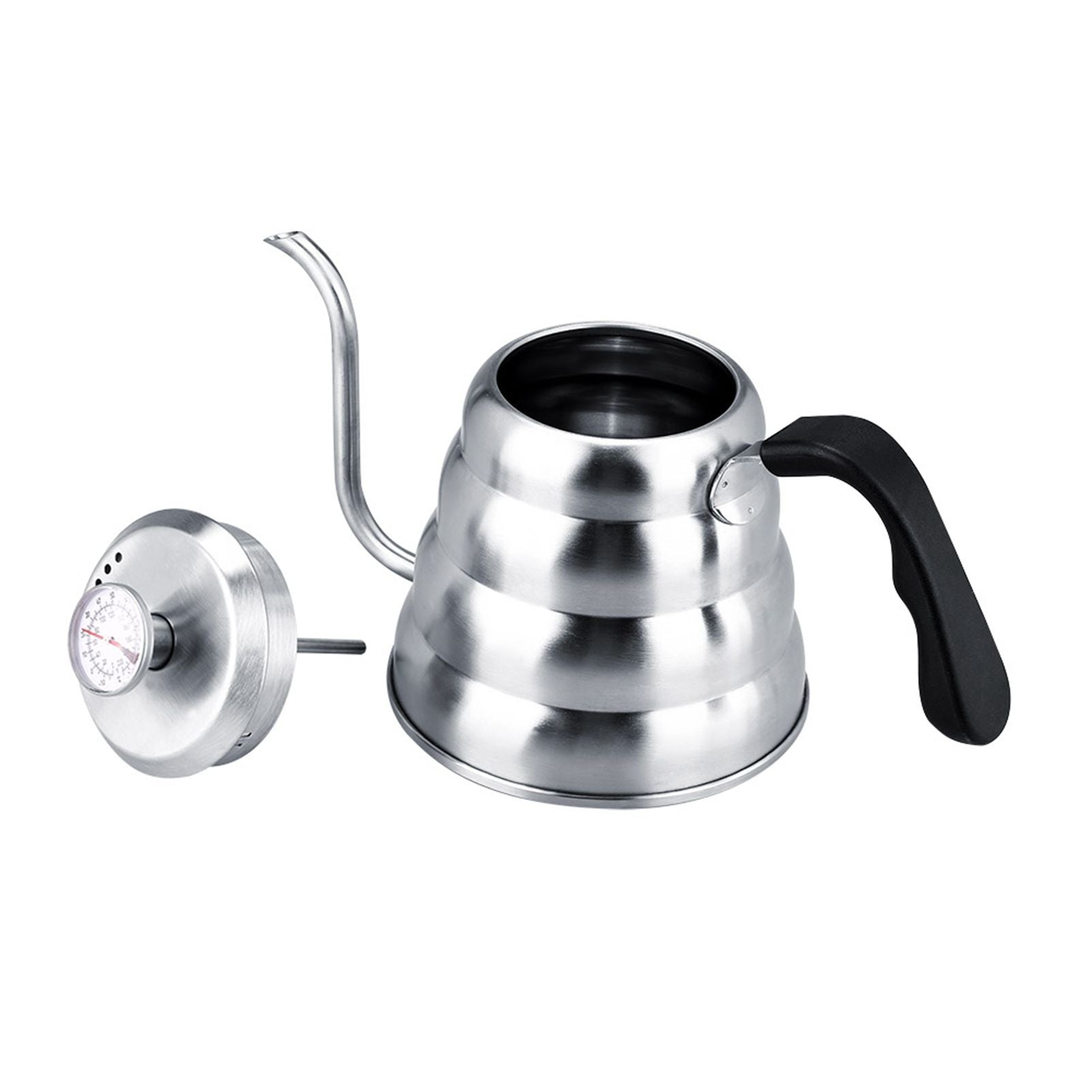 304 Stainless Steel Pour Over Coffee Gooseneck Kettle Teapot with Thermometer Home 1.2L