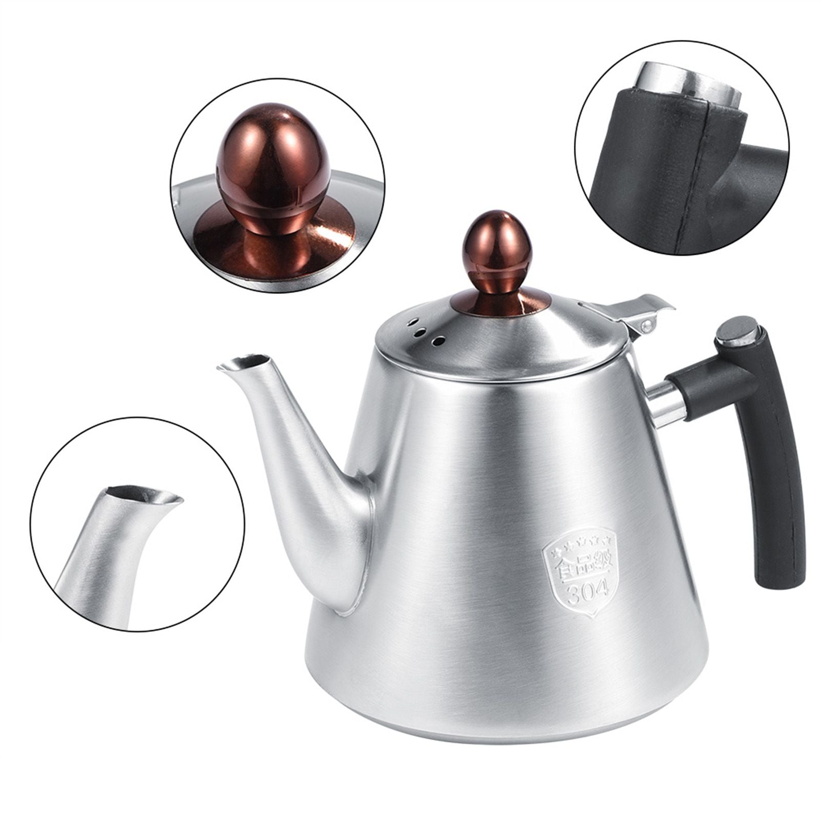 1.2L Stainless Steel Stove top Teapot Tea Coffee Pot Kettle Heat Resistant Handle Matte