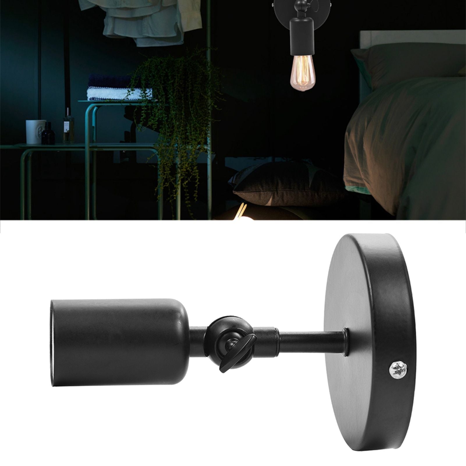 Retro Style Wall Sconce Bar Coffee Shop Corridor Lamp Holder with E27 Light Socket(Black)