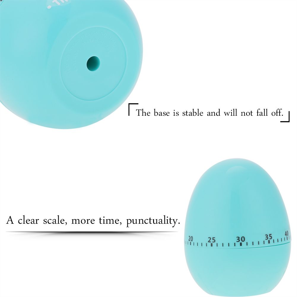 Plastic Cartoon Cute Egg Manual Timer Kitchen Cooking Tool 55 Minutes Mechanical Alarm Blue