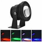 12V 10W RGB Waterproof Aquarium LED Spotlight Lamp for Fish Tank Pool Garden Underwater Black