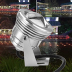 12V 10W RGB Waterproof Aquarium LED Spotlight Lamp for Fish Tank Pool Garden Underwater Silver
