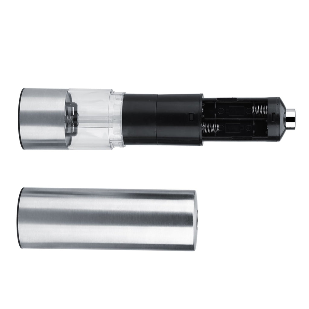 Stainless Steel Electric Salt & Pepper Mill Grinder Adjustable Coarseness Battery Power