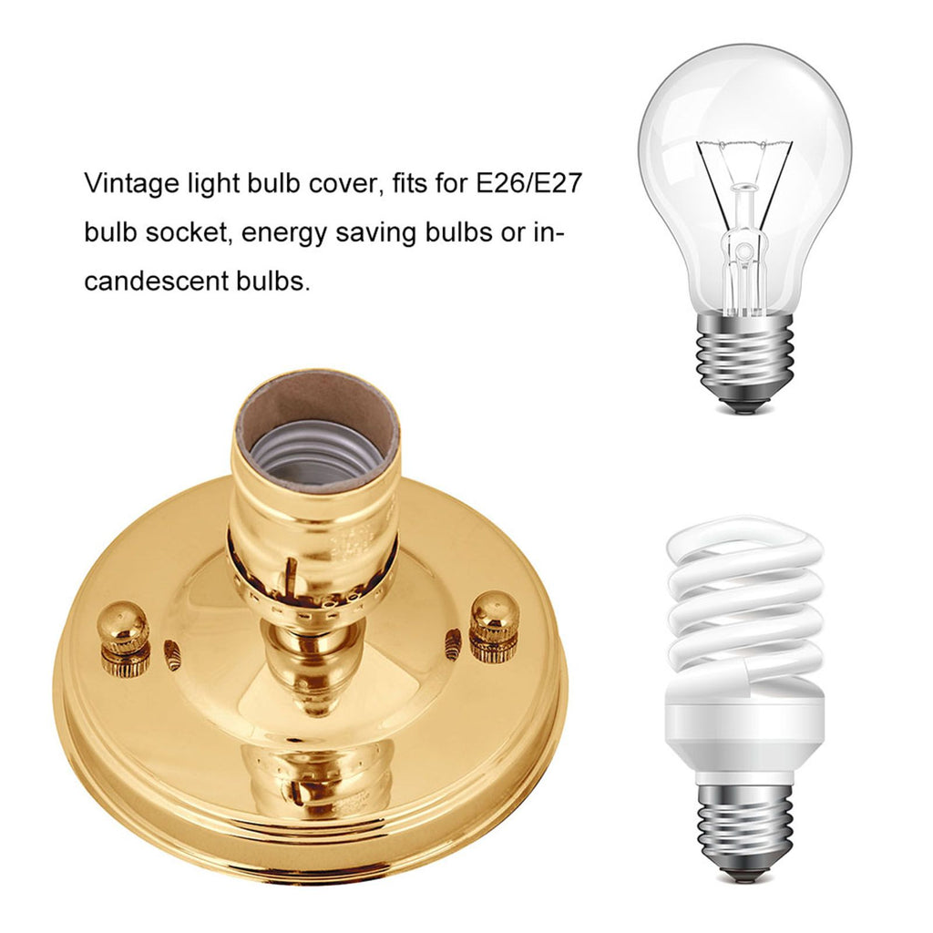 E26/E27 Vintage Industrial Ceiling/Wall Light Base Holder Pendant Bulb Lamp Screw Socket Gold