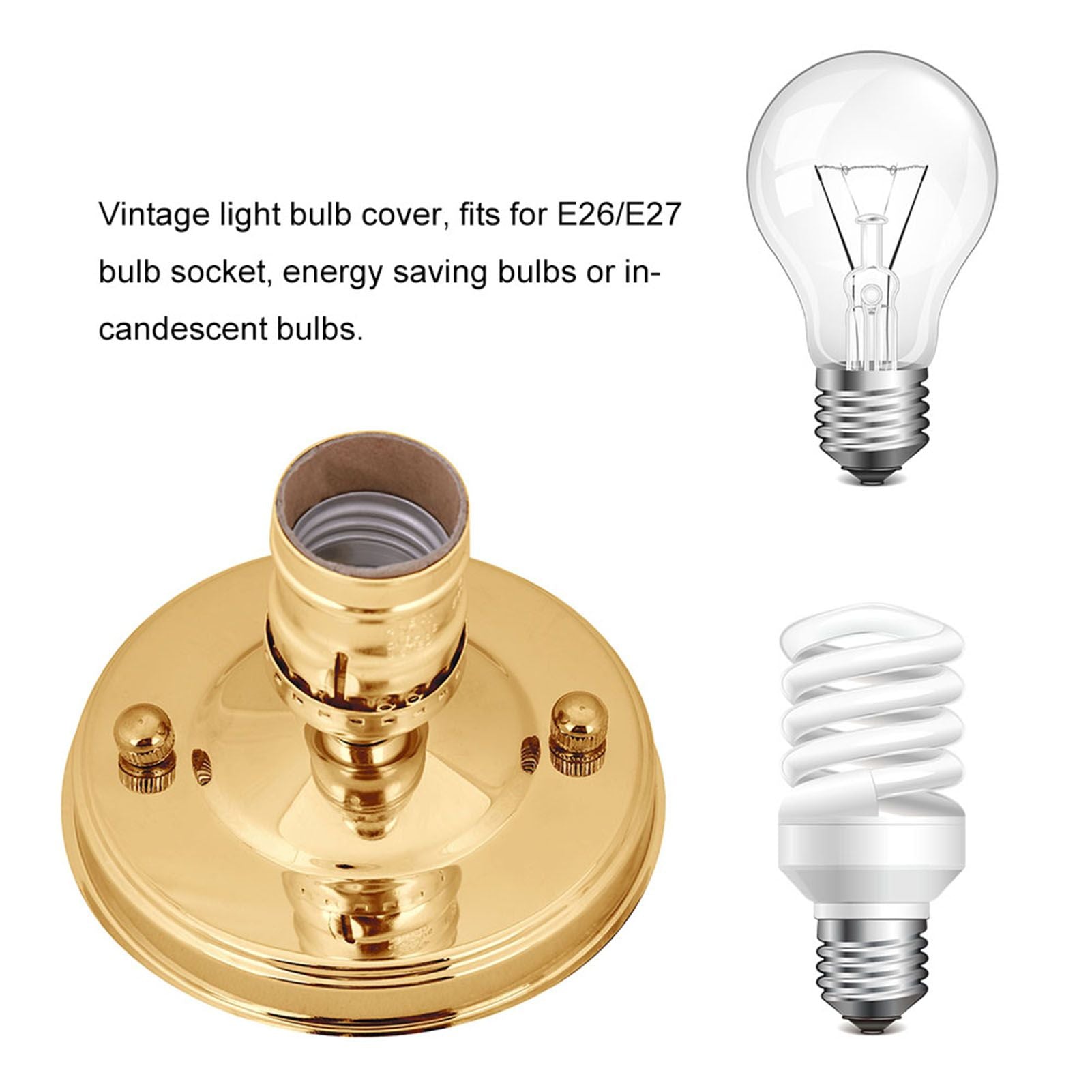 E26/E27 Vintage Industrial Ceiling/Wall Light Base Holder Pendant Bulb Lamp Screw Socket Gold