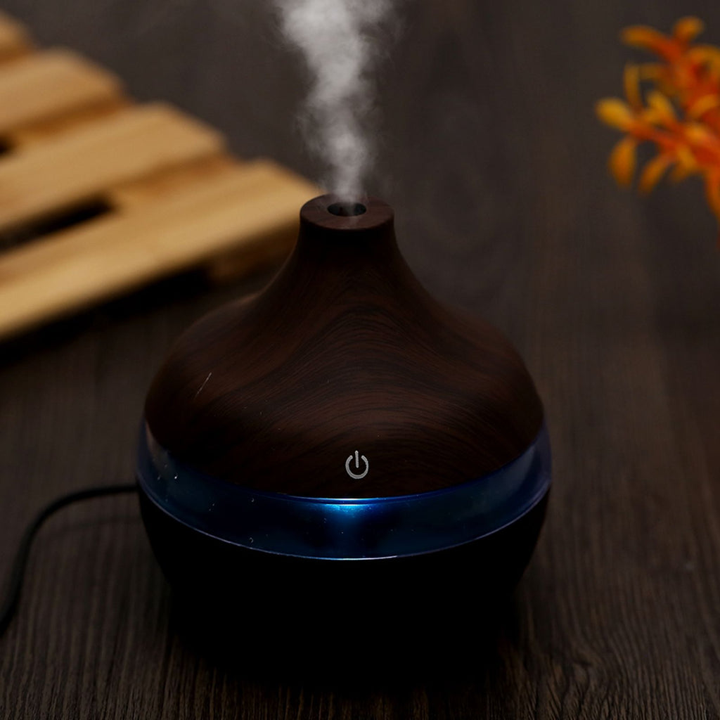 300ml Wood Grain USB Humidifier Colorful LED Night Light Mist Maker for Office Car Home