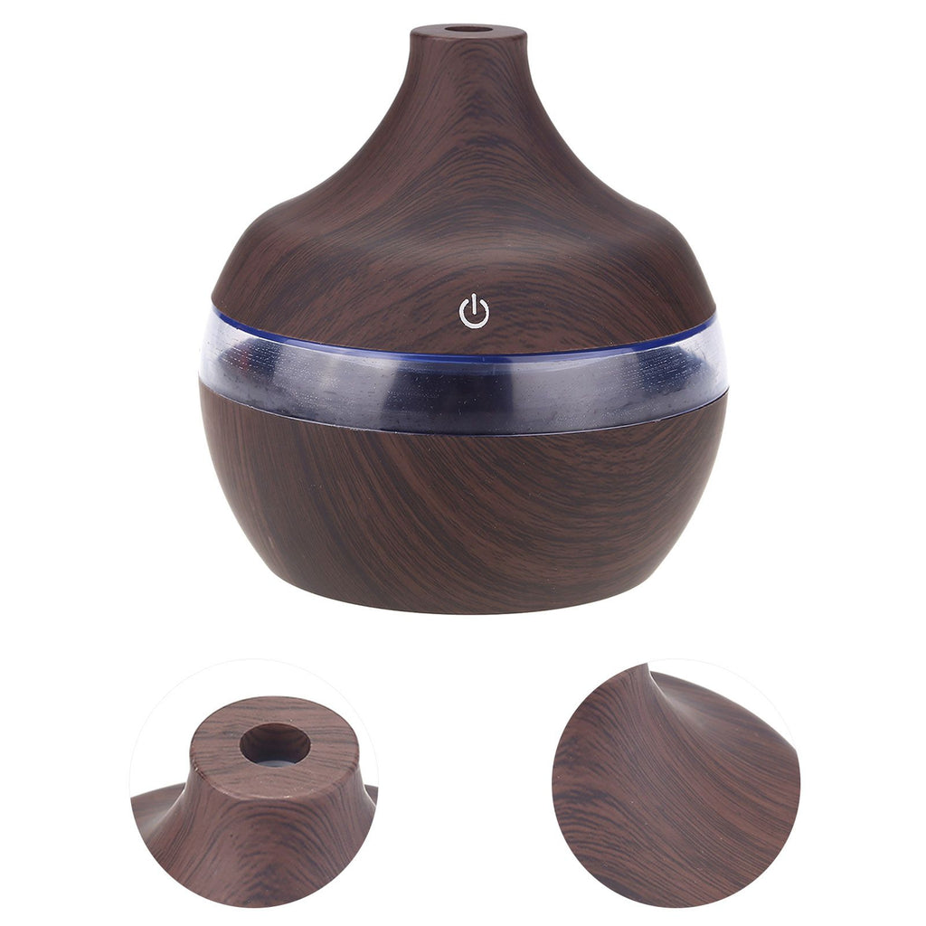 300ml Wood Grain USB Humidifier Colorful LED Night Light Mist Maker for Office Car Home