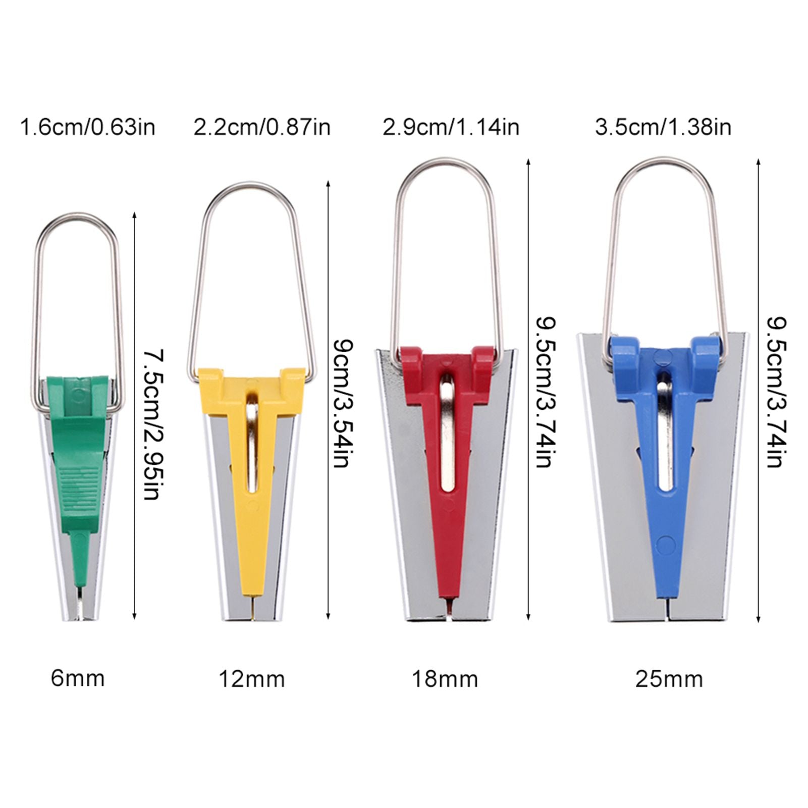 4 Size/set 6/12/18/25mm Fabric Bias Tape Maker Folder Kit DIY Sewing Quilting Binding Tool