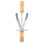 Stainless Steel Croissant Rolling Cutter Bread Dough Pastry Making Tool with Wooden Handle