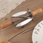 Stainless Steel Croissant Rolling Cutter Bread Dough Pastry Making Tool with Wooden Handle