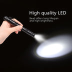 Mini Portable LED Pen Clip Pocket Flashlight High Bright Light Torch Lamp Battery Powered