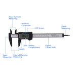 Digital Caliper with Extra Large LCD Screen for Measuring Inside Outside Depth Steps (Black)