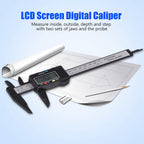 Digital Caliper with Extra Large LCD Screen for Measuring Inside Outside Depth Steps (Black)
