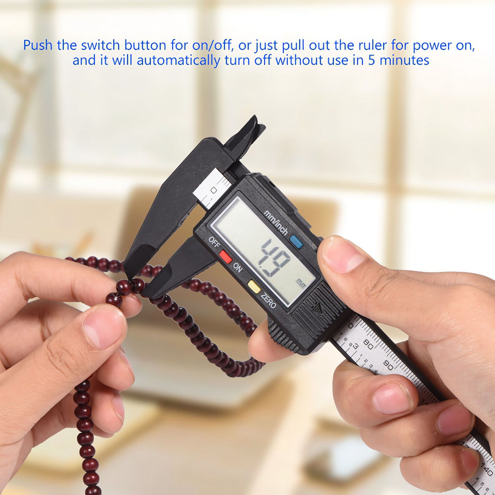Digital Caliper with Extra Large LCD Screen for Measuring Inside Outside Depth Steps (Black)