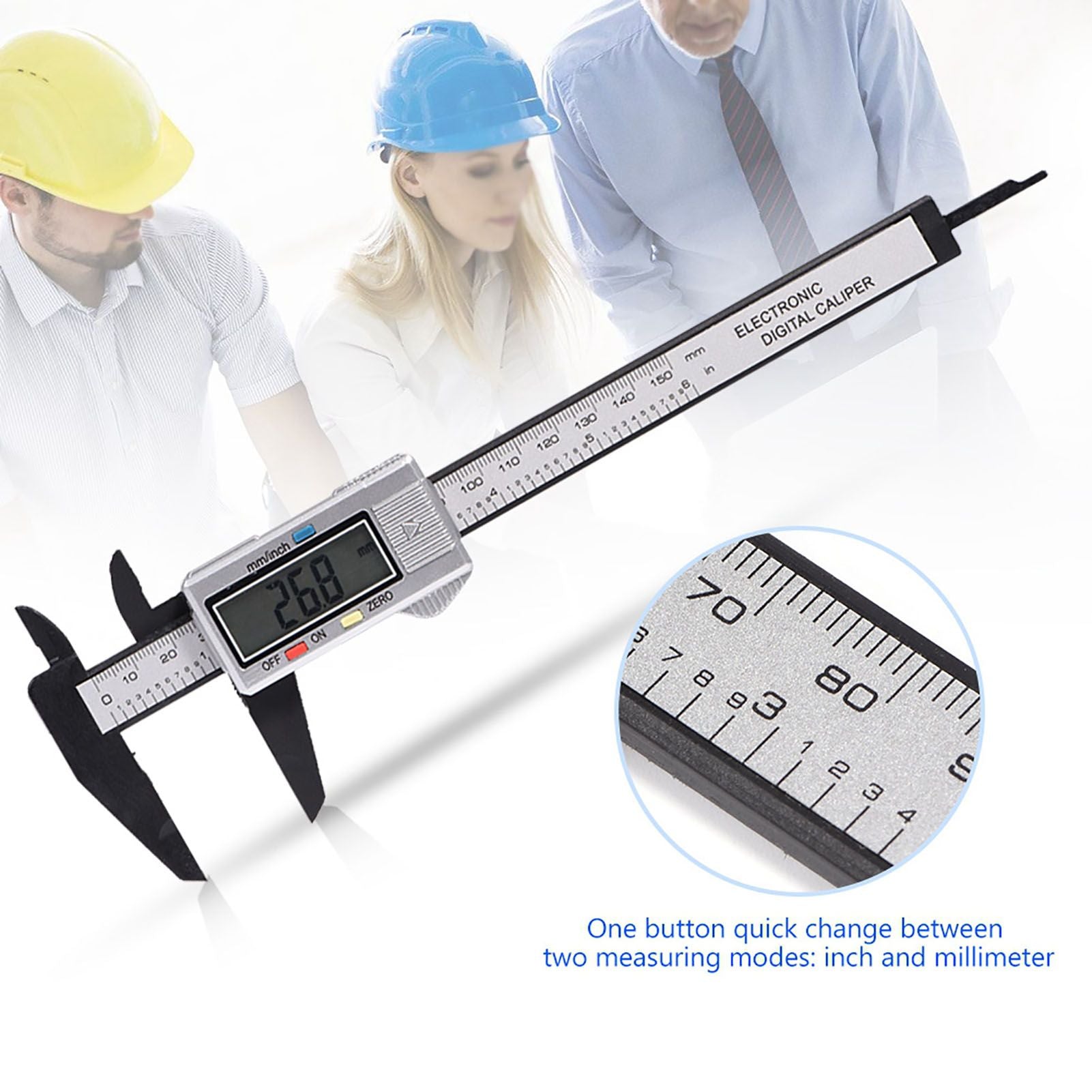 Digital Caliper with Extra Large LCD Screen for Measuring Inside Outside Depth Steps (Silver)