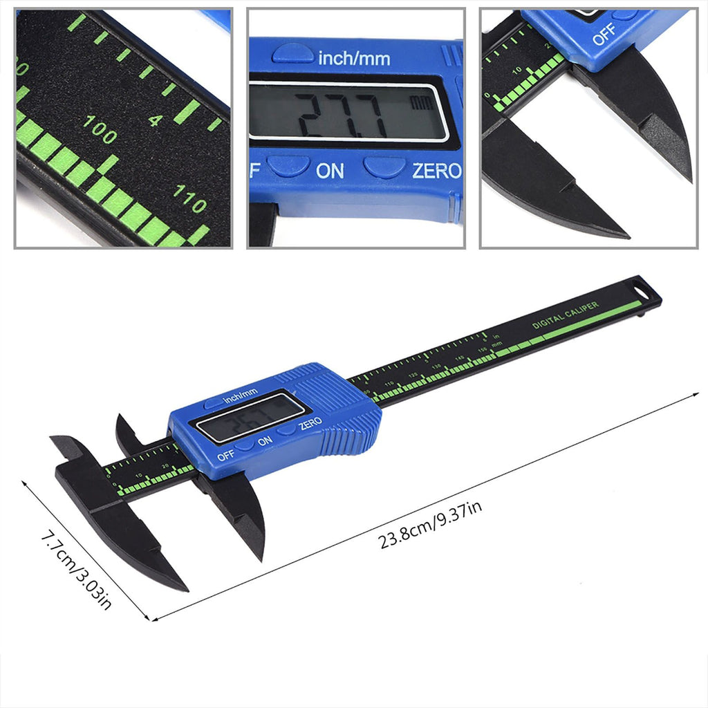 Digital Caliper with Extra Large LCD Screen for Measuring Inside Outside Depth Steps (Blue)