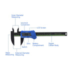 Digital Caliper with Extra Large LCD Screen for Measuring Inside Outside Depth Steps (Blue)
