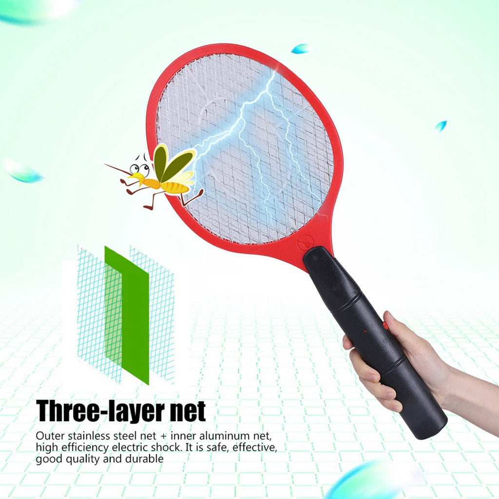 Cordless Battery Power Electric Fly Mosquito Swatter Bug Zapper Racket Insects Killer Red