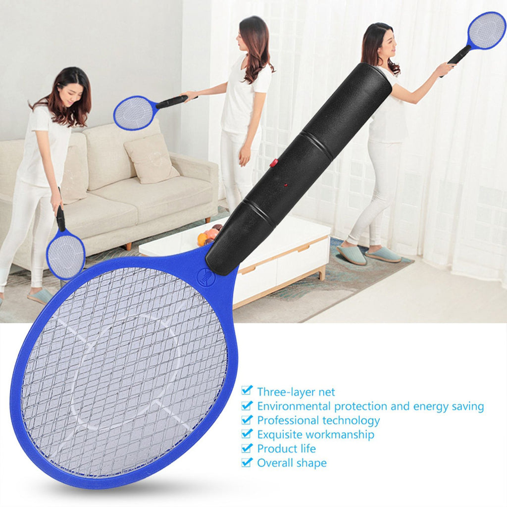 Cordless Battery Power Electric Fly Mosquito Swatter Bug Zapper Racket Insects Killer Blue