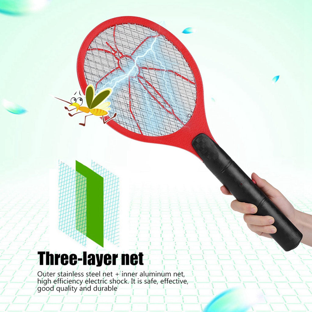 Cordless Battery Power Electric Fly Mosquito Swatter Bug Zapper Racket Insects Killer Red