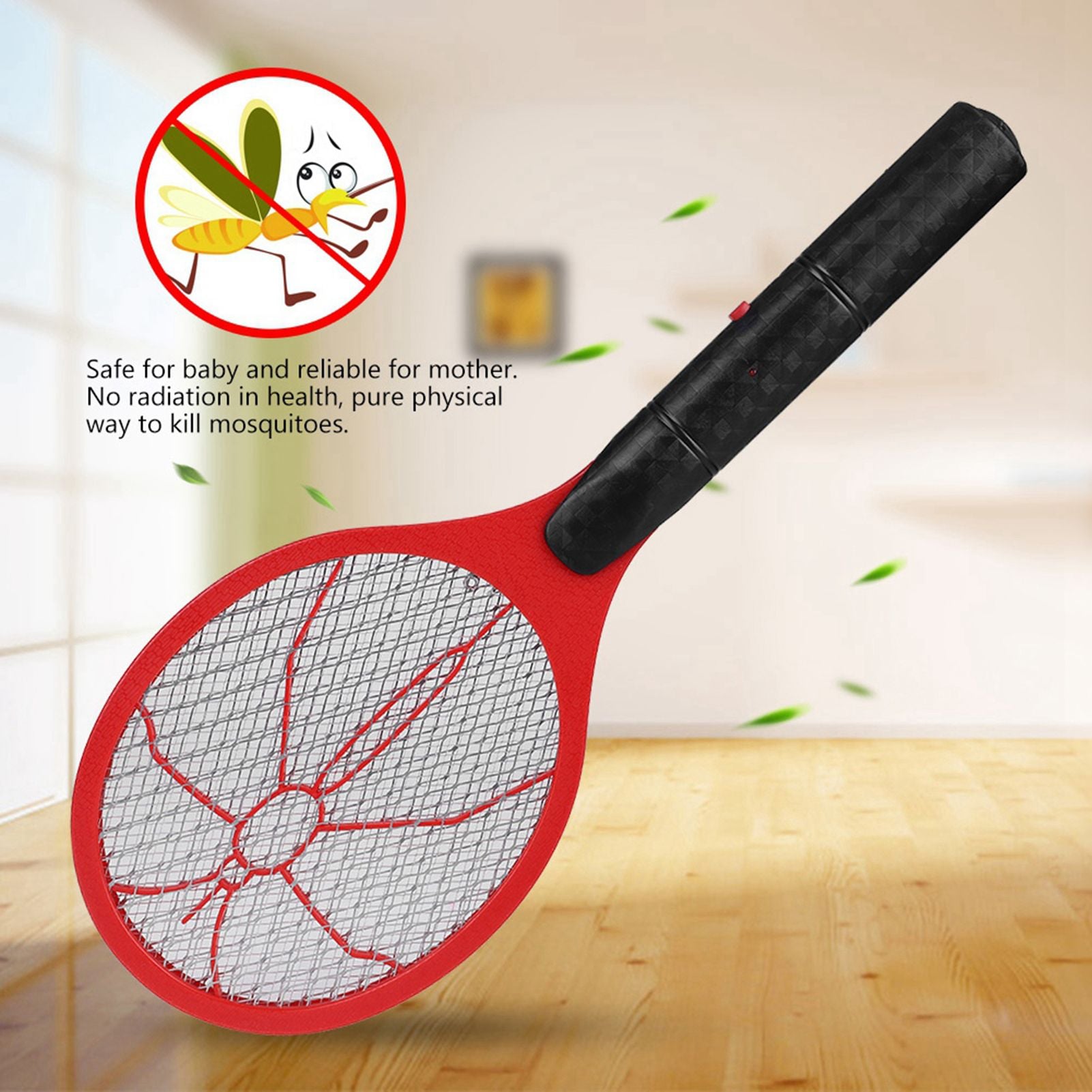Cordless Battery Power Electric Fly Mosquito Swatter Bug Zapper Racket Insects Killer Red