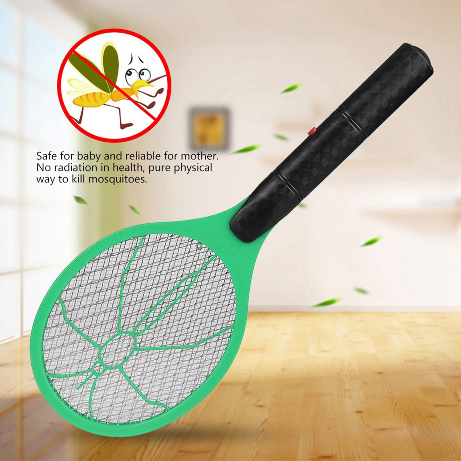 Cordless Battery Power Electric Fly Mosquito Swatter Bug Zapper Racket Insects Killer Green