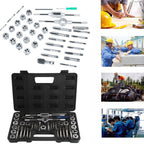 40Pcs M3-M12 Screw Nut Tap and Die Set with Wrenches and Thread Gauge Heavy Duty Hand Tools