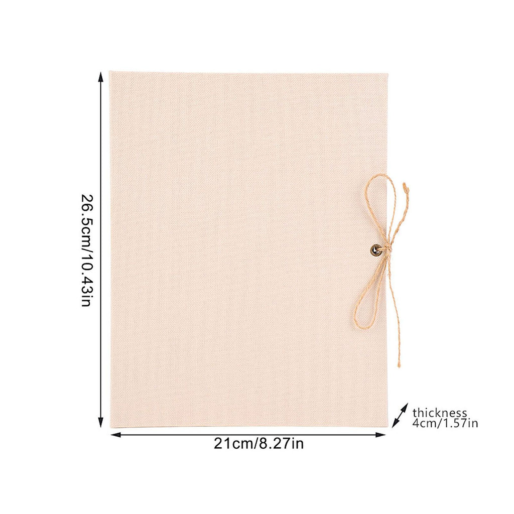 Creative Linen DIY Craft Card Album Scrapbook Simple Loose Leaf with Rope Strap 30 Pages(Beige)