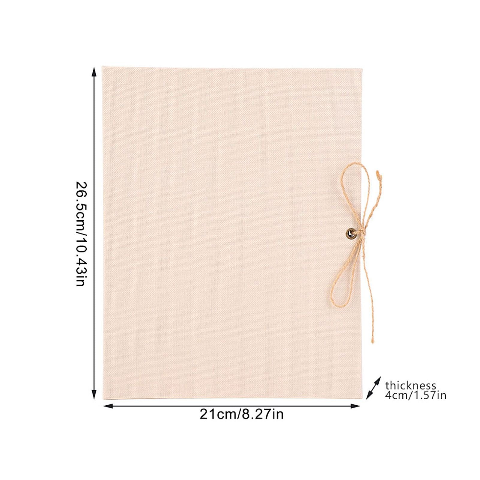 Creative Linen DIY Craft Card Album Scrapbook Simple Loose Leaf with Rope Strap 30 Pages(Beige)