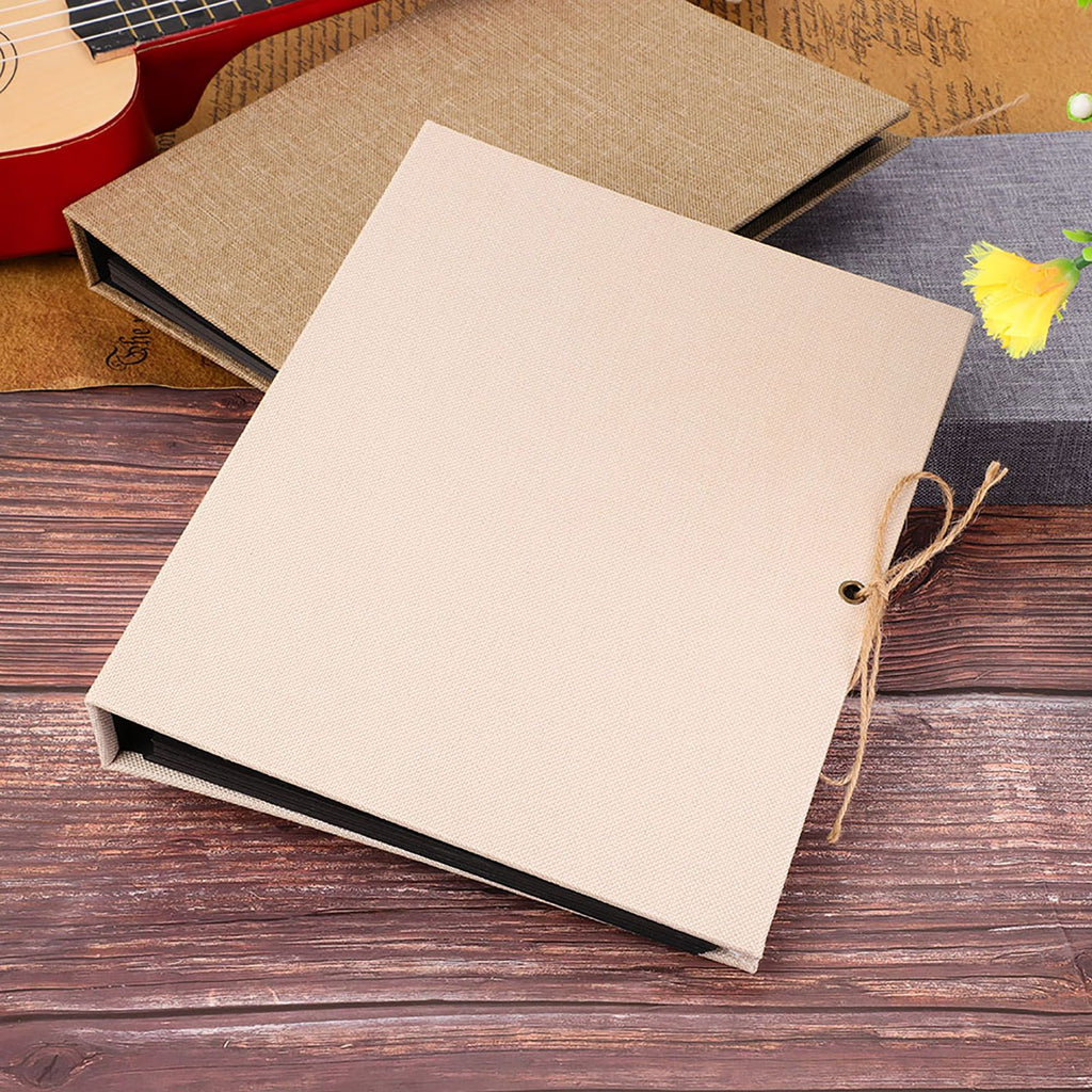 Creative Linen DIY Craft Card Album Scrapbook Simple Loose Leaf with Rope Strap 30 Pages(Beige)