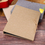 Creative Linen DIY Craft Card Album Scrapbook Simple Loose Leaf with Rope Strap 30 Pages(Brown)