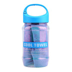 Super Breathable Cooling Effect Towel with Storage Bottle for Sports Gym Workout (Light Blue)